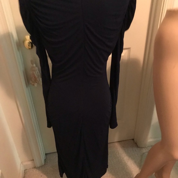Alexander McQueen dress midi length navy ink color l/s size 44 $1390 - Picture 3 of 11